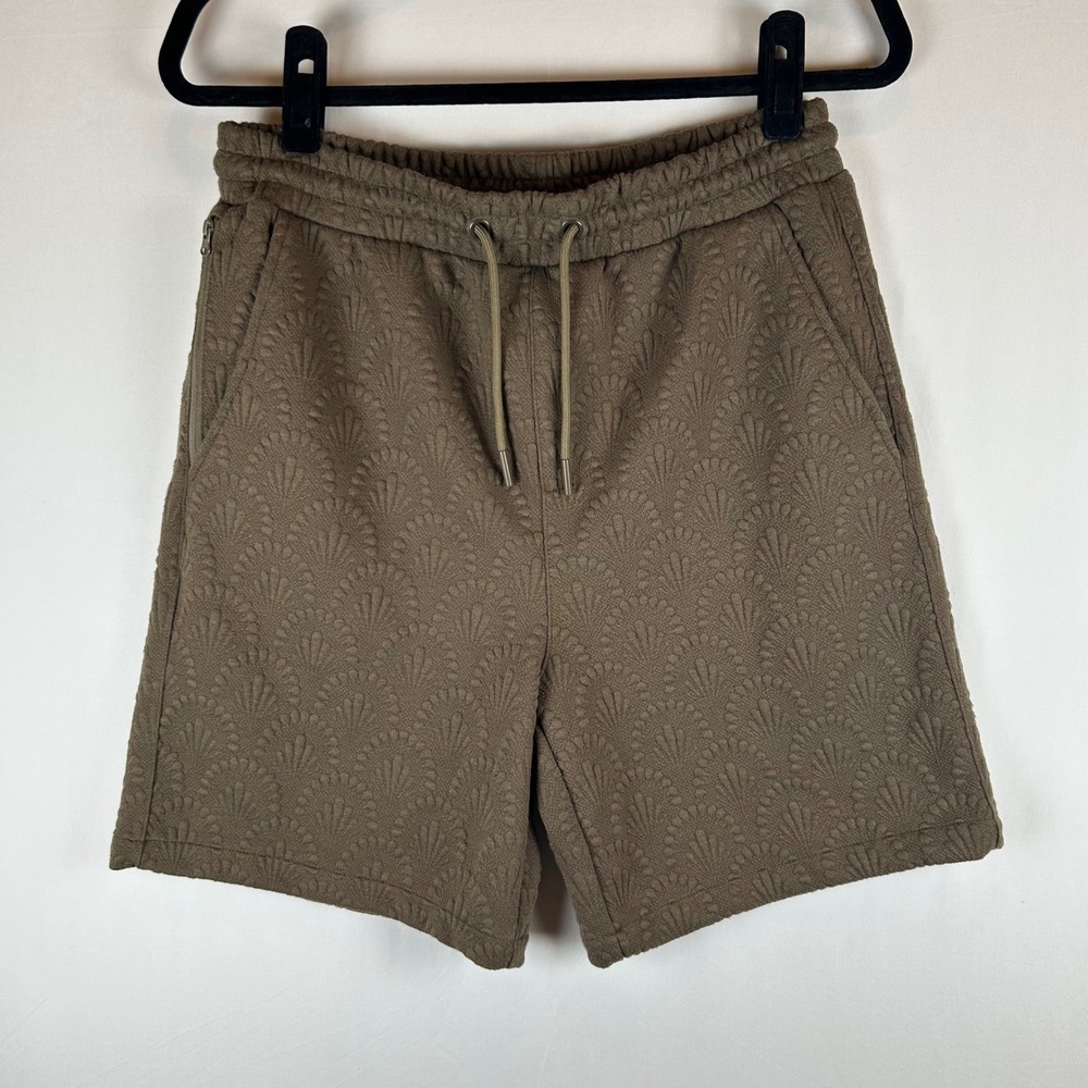 Maison‎ Article Mens Size LG Textured Fan Pattern Drawstring Casual Shorts